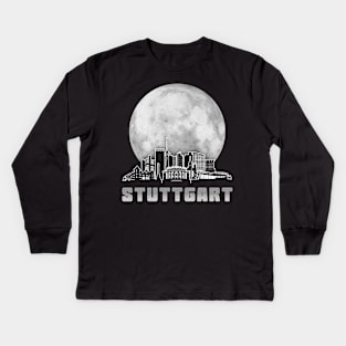 Stuttgart Germany Skyline Full Moon Kids Long Sleeve T-Shirt